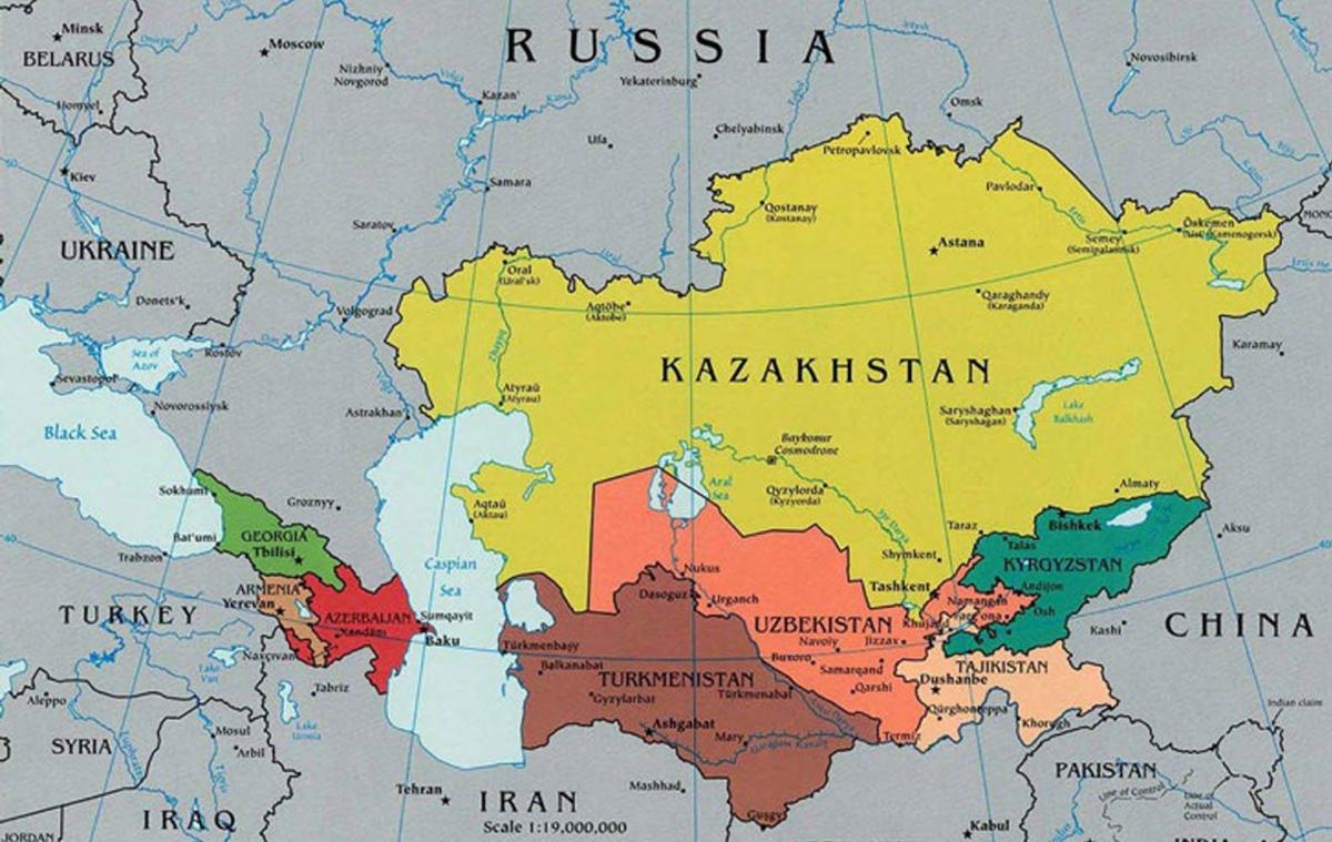 harta Kazakistan vendet fqinje