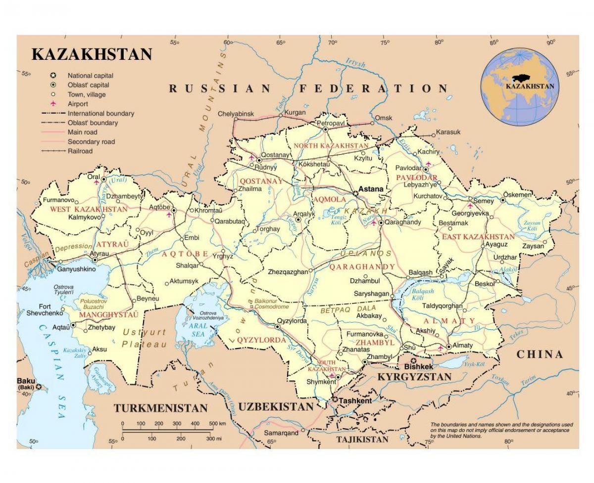 harta e Kazakistan aeroporte