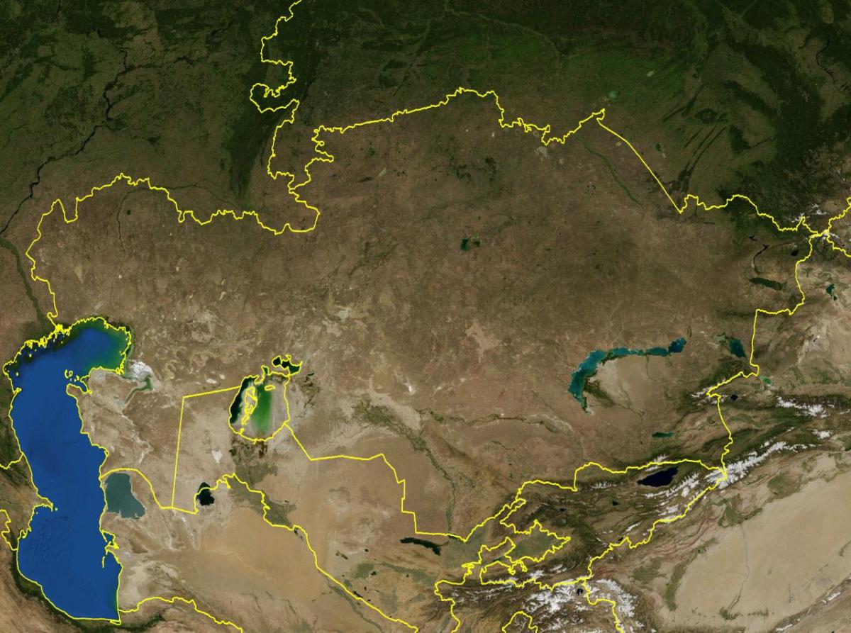 harta e Kazakistan topografike