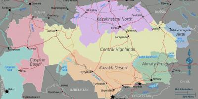 Harta e Kazakistan regjione